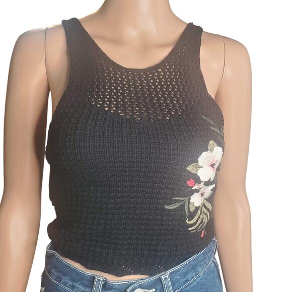 Hollister | Tops | Hollister Knit Crop Tank Size Xs Embroid…